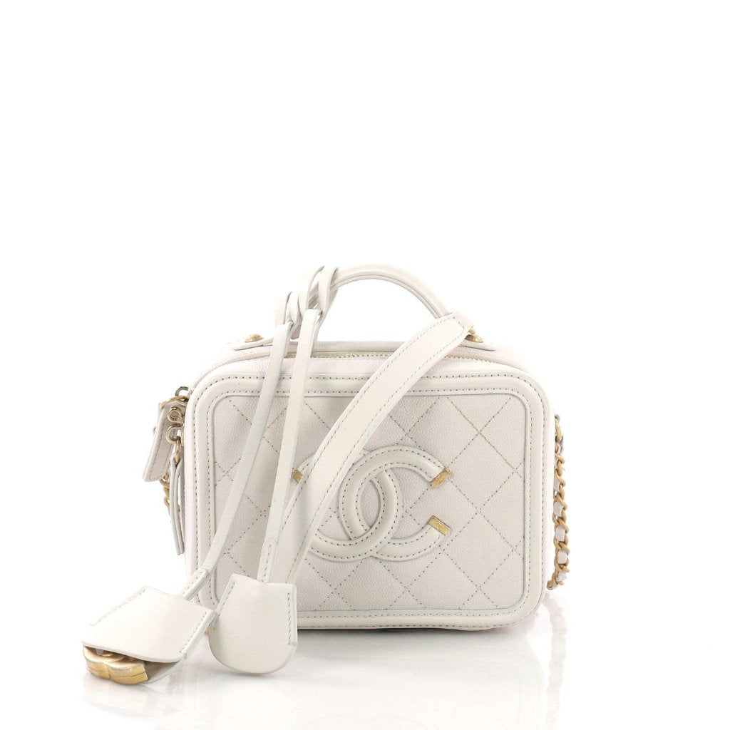 Filigree Vanity Case Quilted Caviar Mini