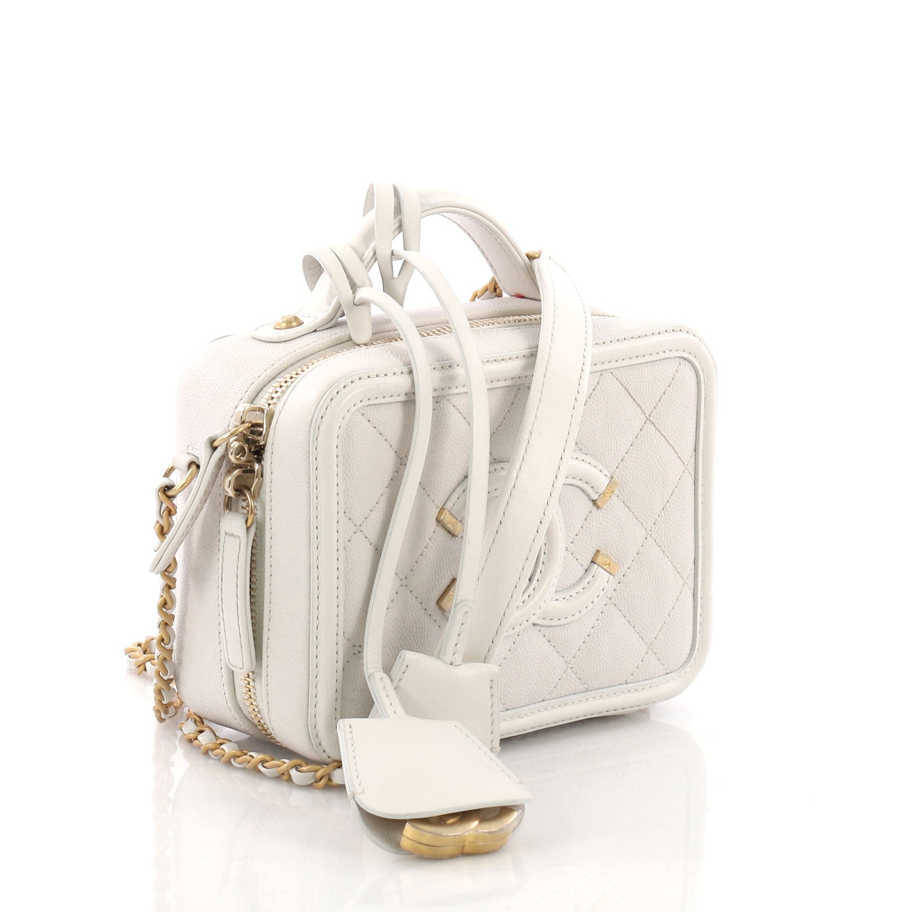 Filigree Vanity Case Quilted Caviar Mini