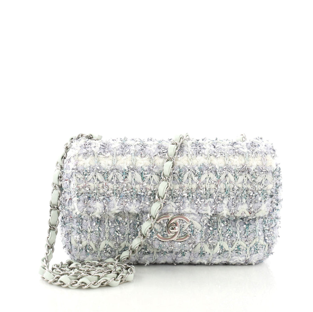 Classic Single Flap Bag Quilted Tweed and Ribbon Mini