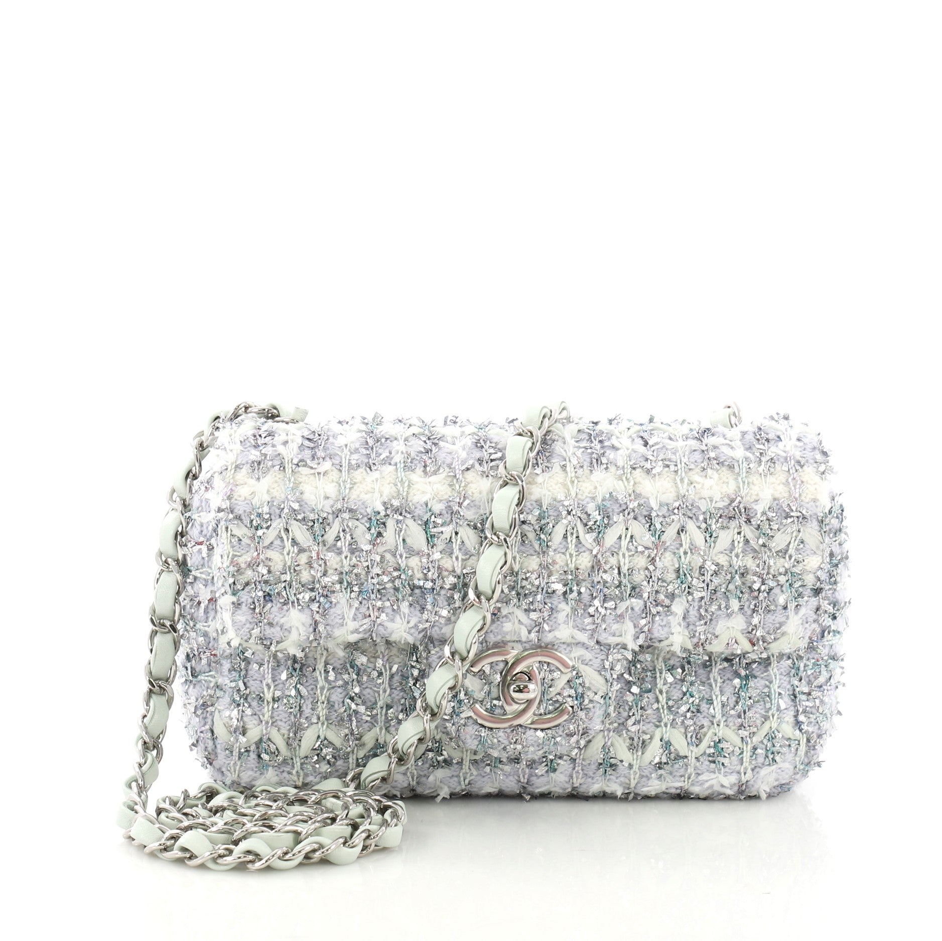 Classic Single Flap Bag Quilted Tweed and Ribbon Mini