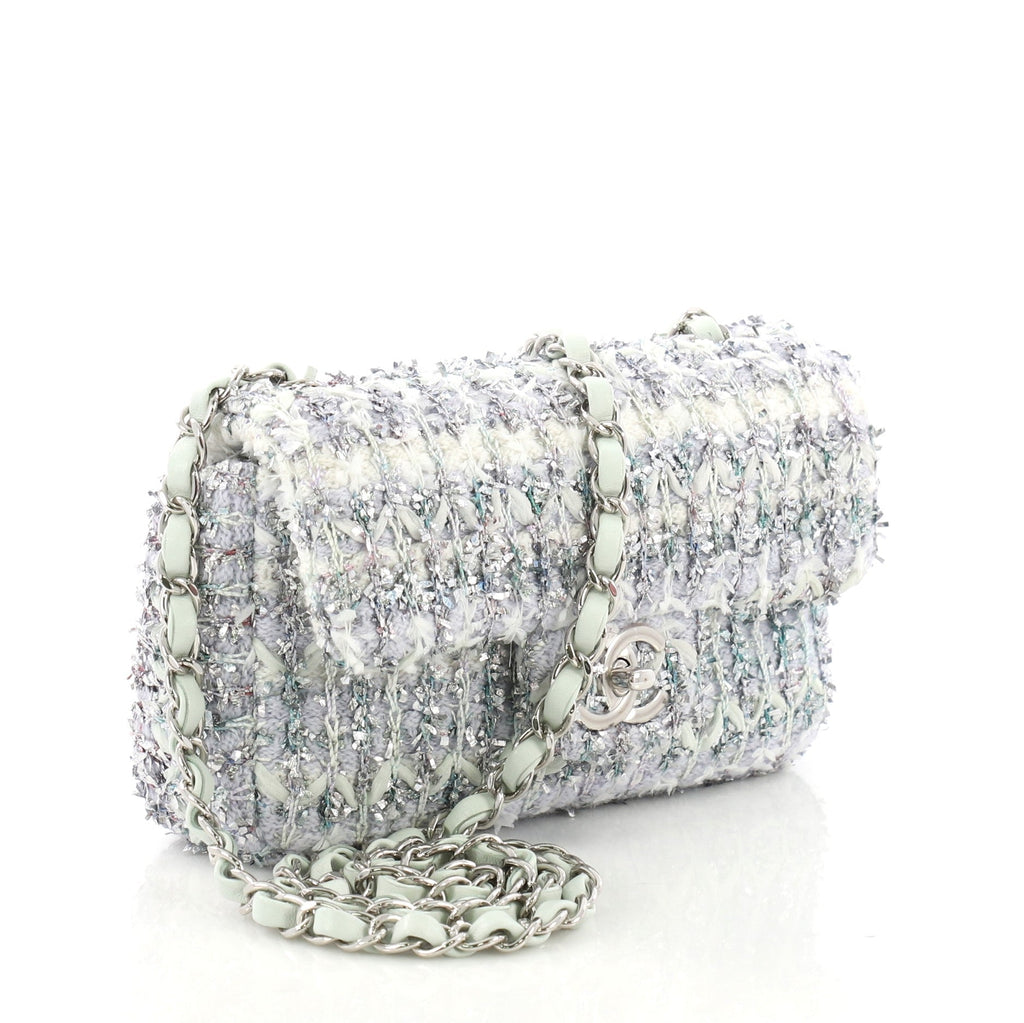 Classic Single Flap Bag Quilted Tweed and Ribbon Mini