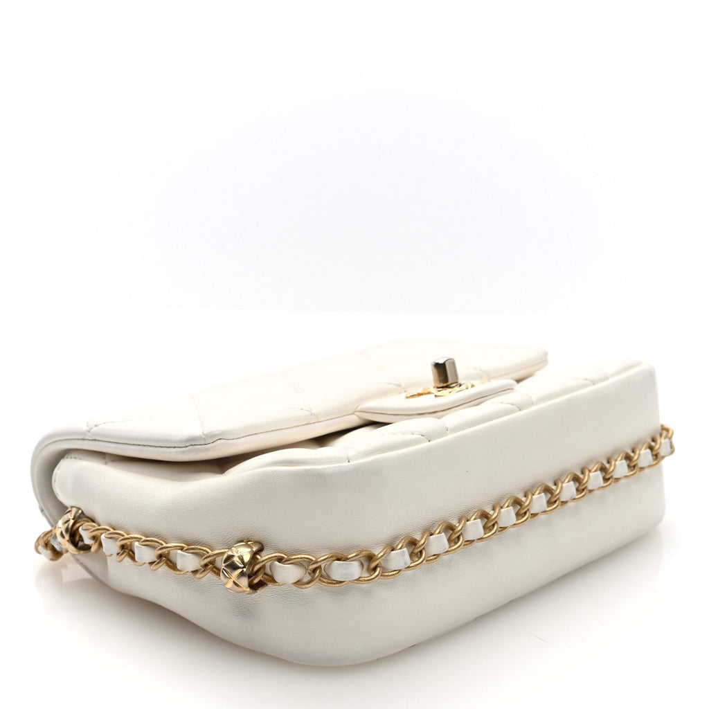 Lambskin Quilted CC Small Dynasty Flap White