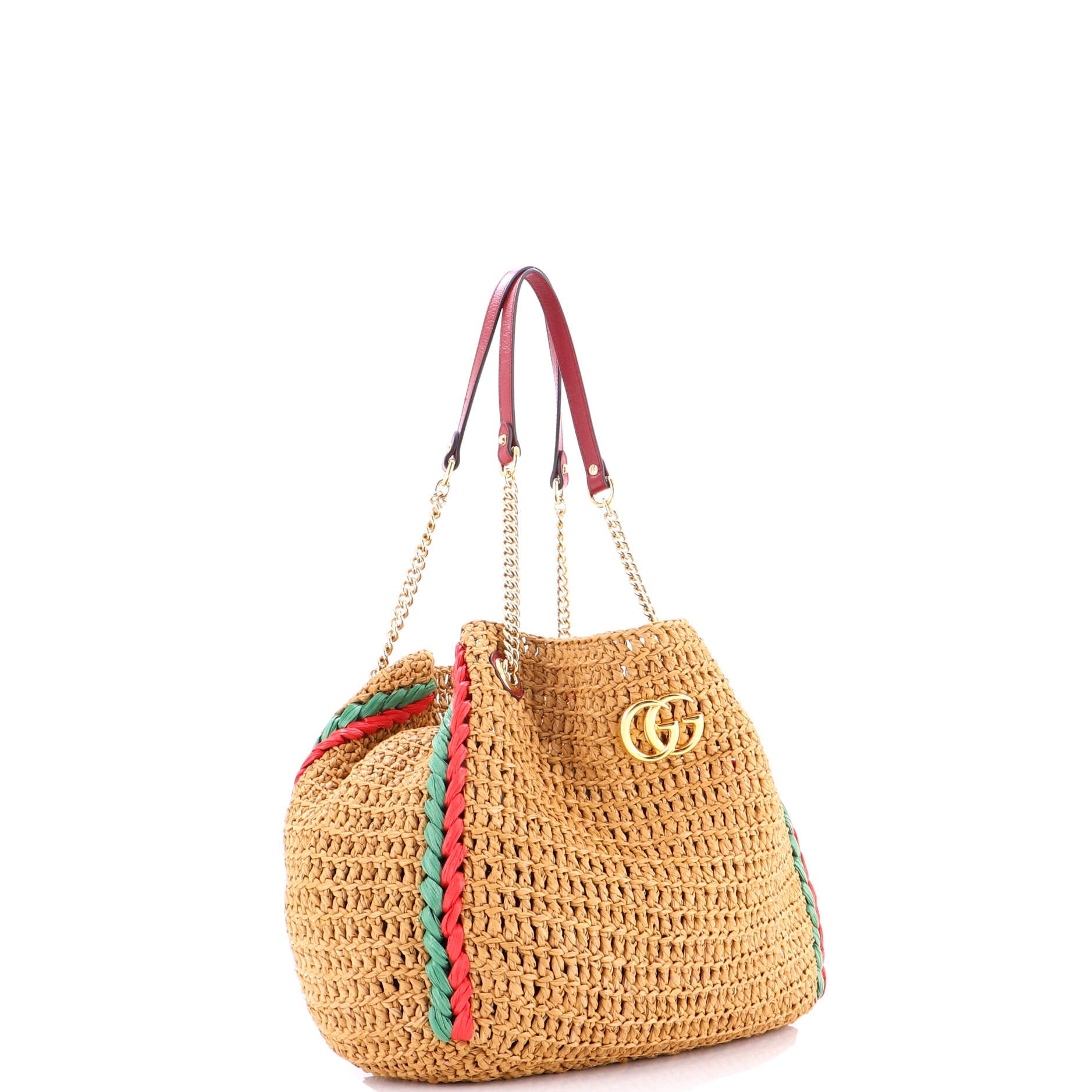 GG Marmont Chain Tote Raffia Large