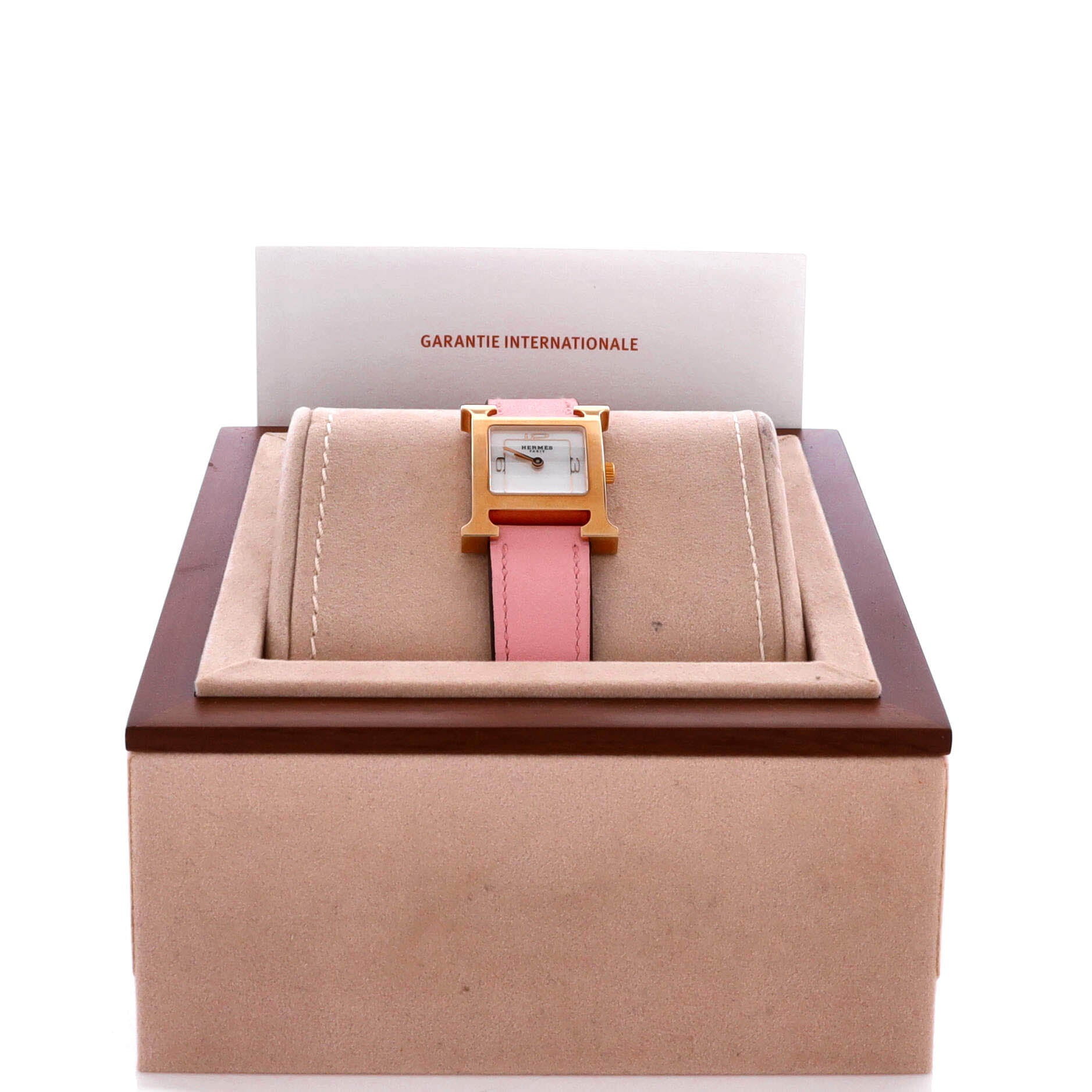 Heure H Quartz Watch Plated Metal and Leather with Mother of Pearl 25