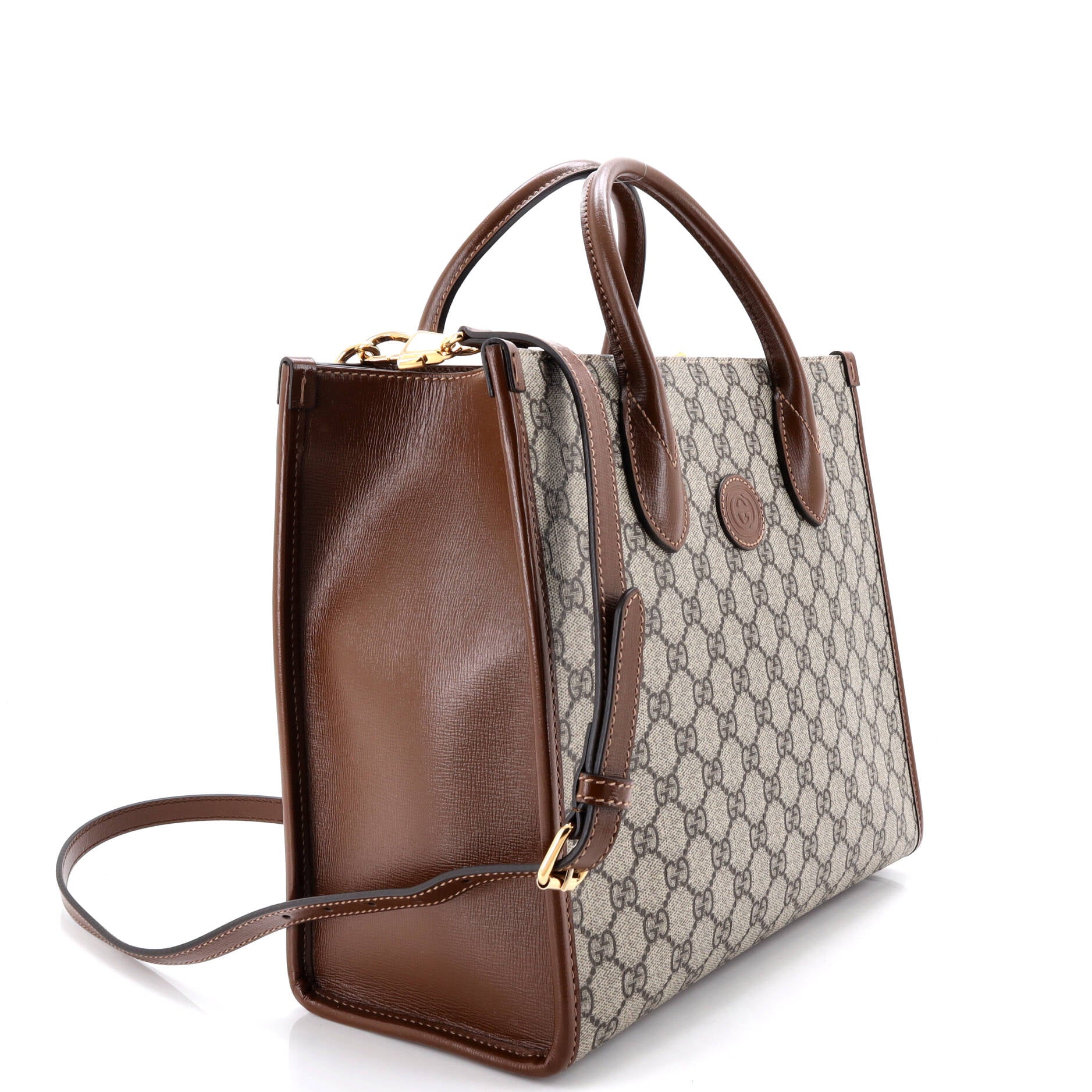 Structured Top Handle Open Tote GG Coated Canvas Small