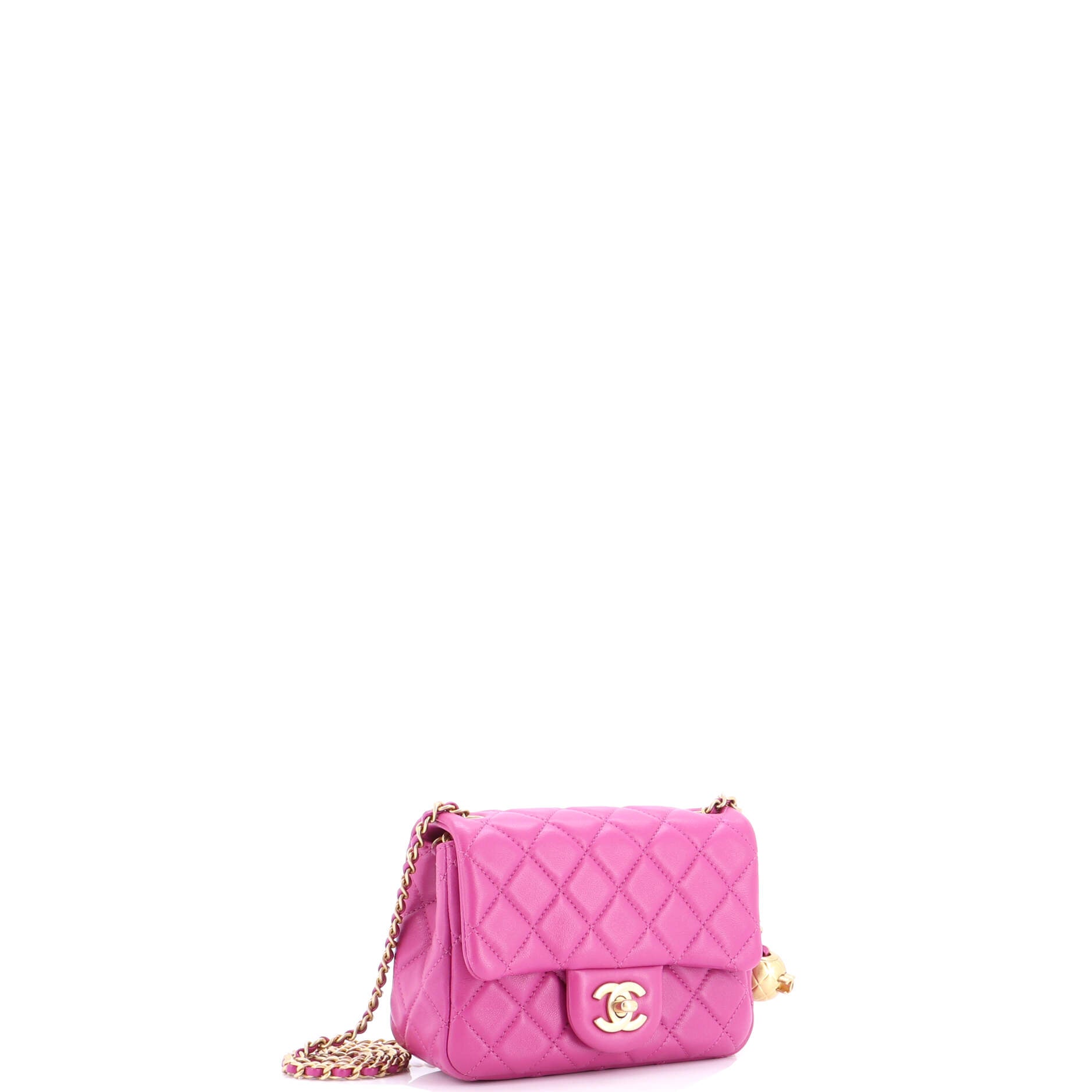Pearl Crush Square Flap Bag Quilted Lambskin Mini