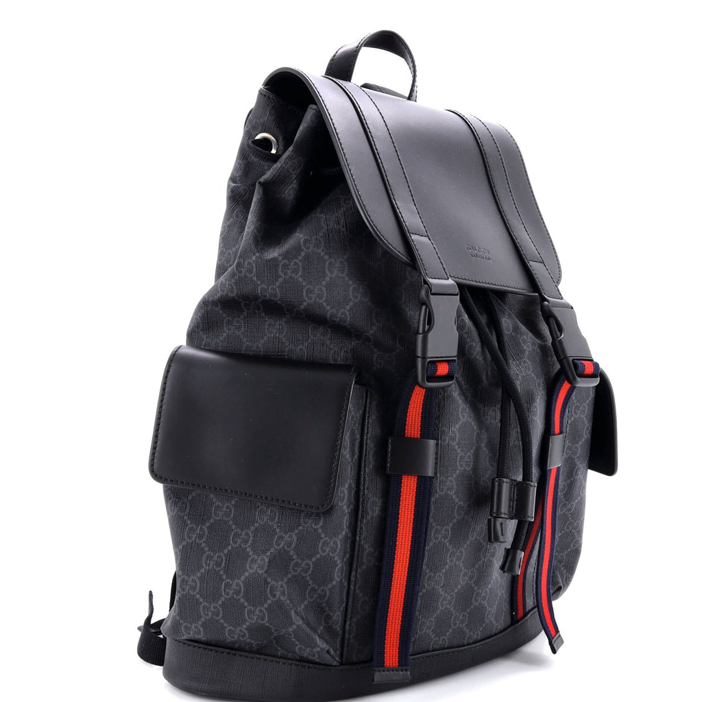 Double Pocket Buckle Backpack GG Coated Canvas Large