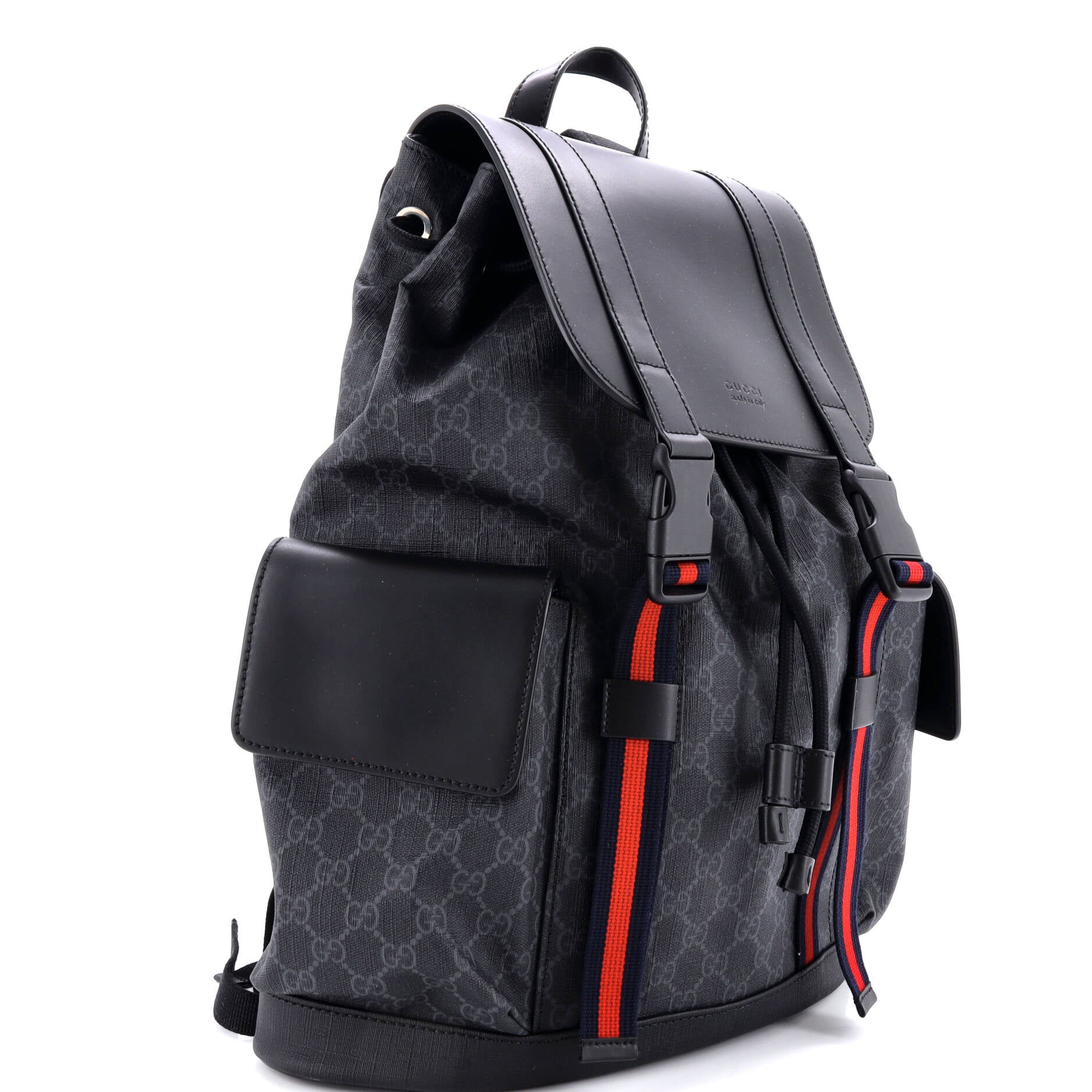 Double Pocket Buckle Backpack GG Coated Canvas Large