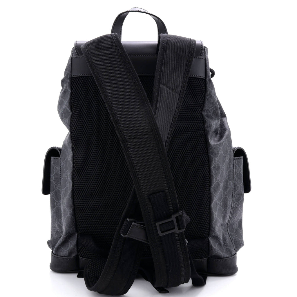 Double Pocket Buckle Backpack GG Coated Canvas Large