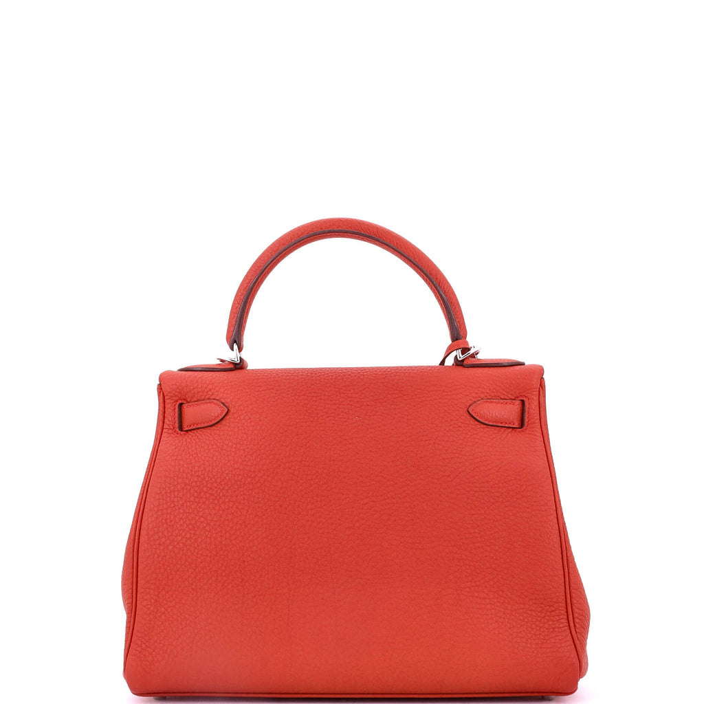 Kelly Handbag Rouge Casaque Togo with Palladium Hardware 28