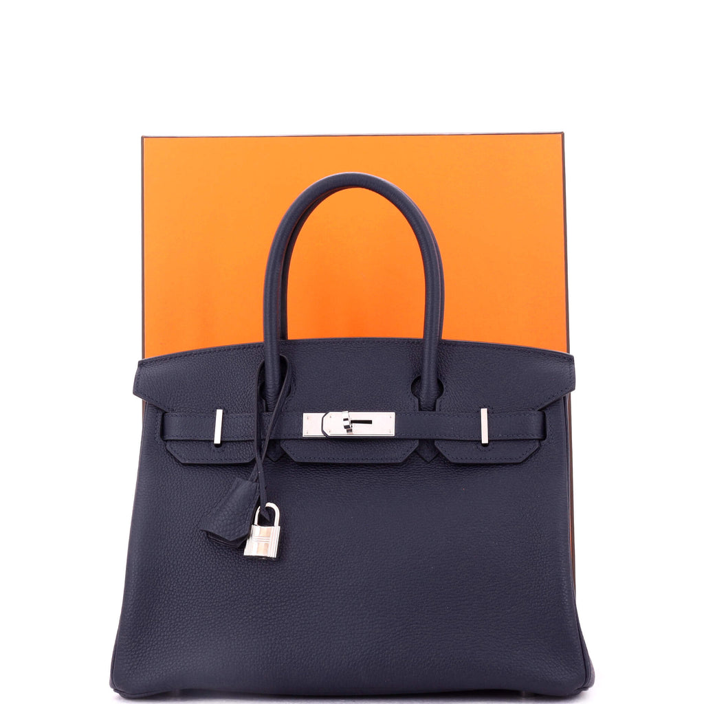 Birkin Handbag Bleu Nuit Togo with Palladium Hardware 30