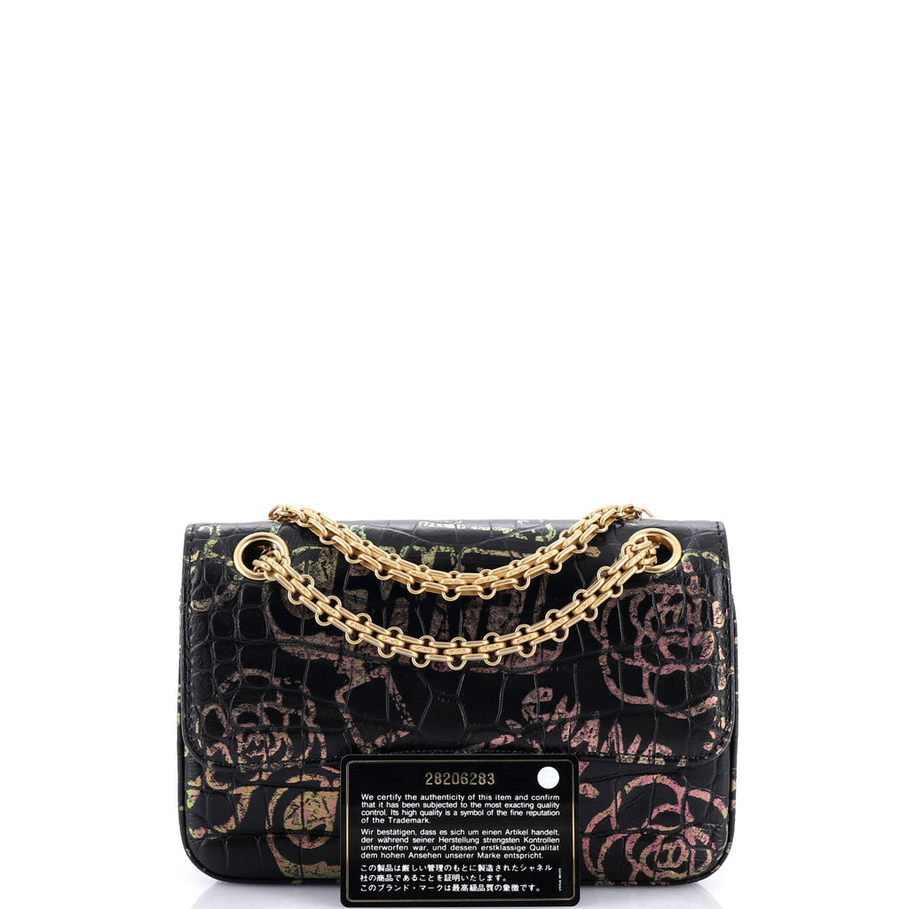 Reissue 2.55 Flap Bag Graffiti Crocodile Embossed Calfskin Mini