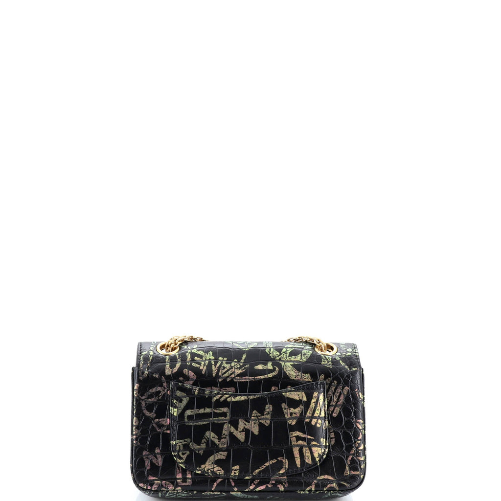 Reissue 2.55 Flap Bag Graffiti Crocodile Embossed Calfskin Mini
