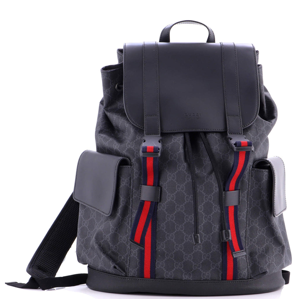 Double Pocket Buckle Backpack GG Coated Canvas Large