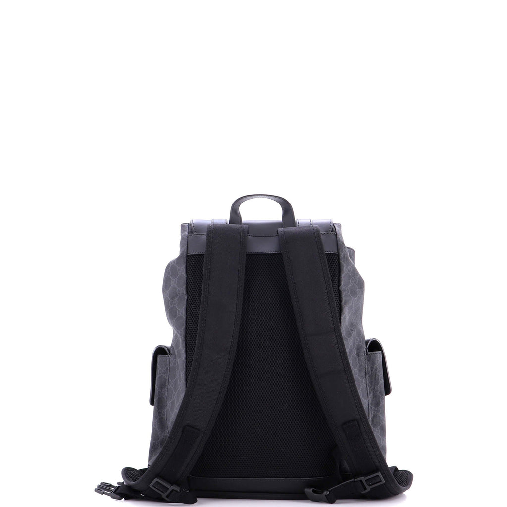 Double Pocket Buckle Backpack GG Coated Canvas Large