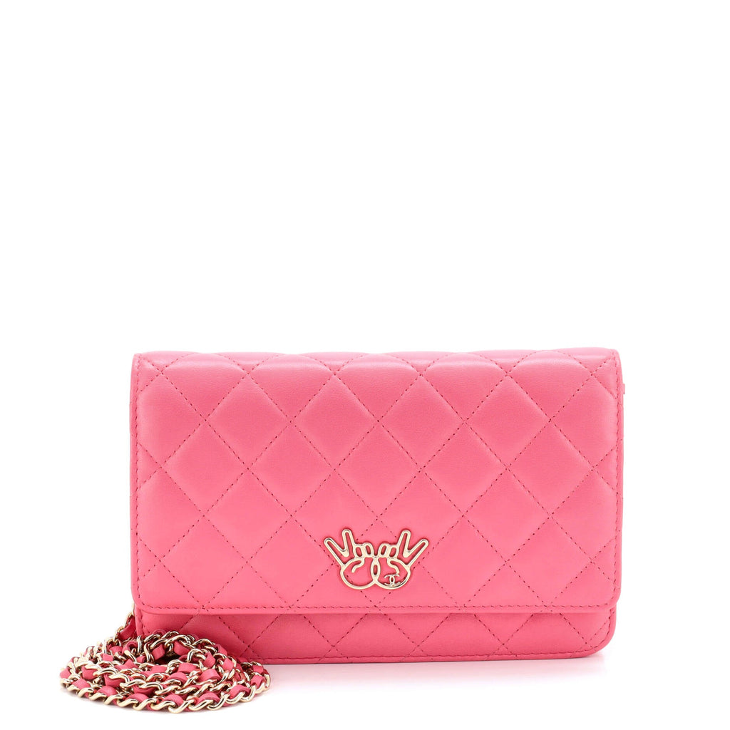 Emoticon Wallet on Chain Quilted Lambskin