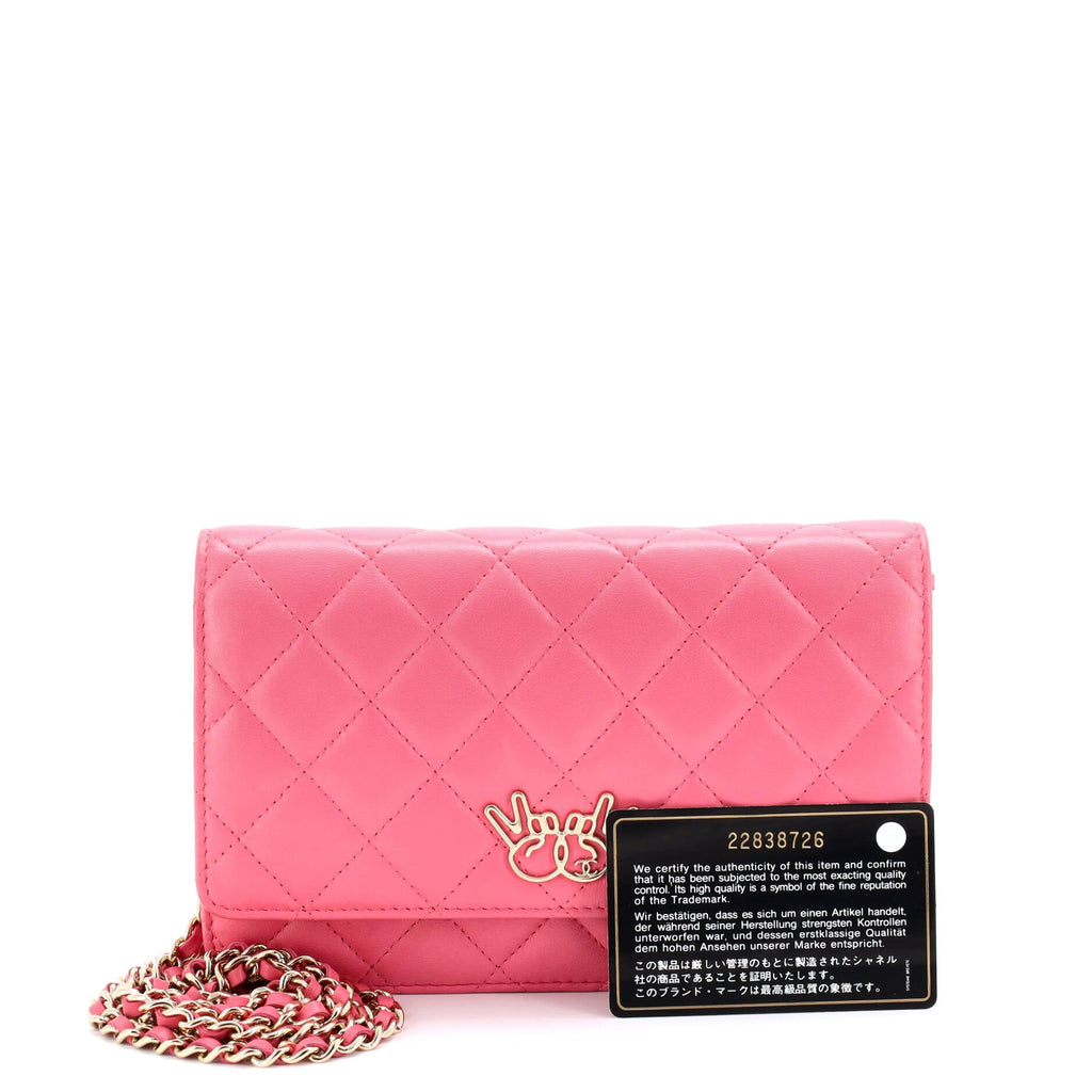 Emoticon Wallet on Chain Quilted Lambskin