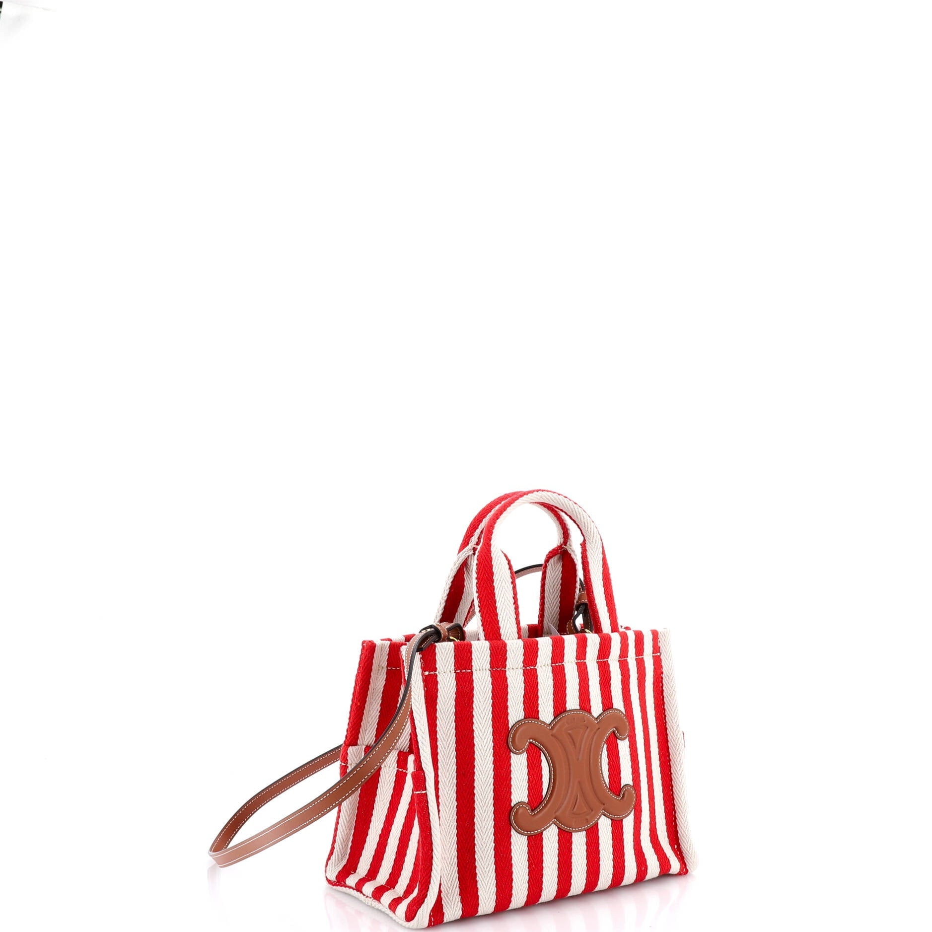 Cabas Thais Tote Triomphe Striped Canvas Small