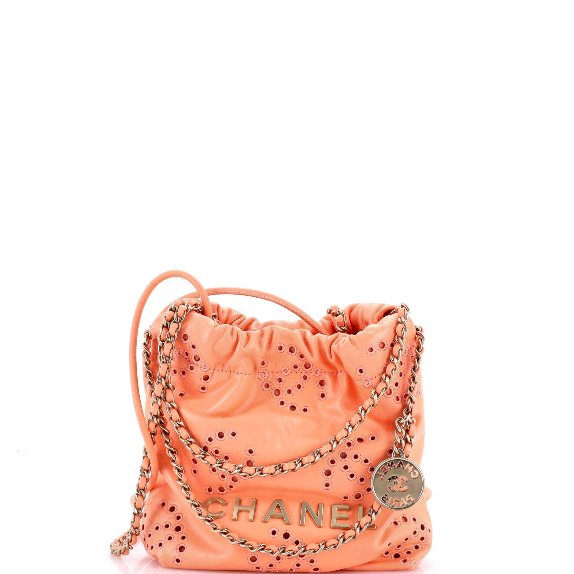 22 Chain Hobo CC Eyelet Embroidered Calfskin Mini