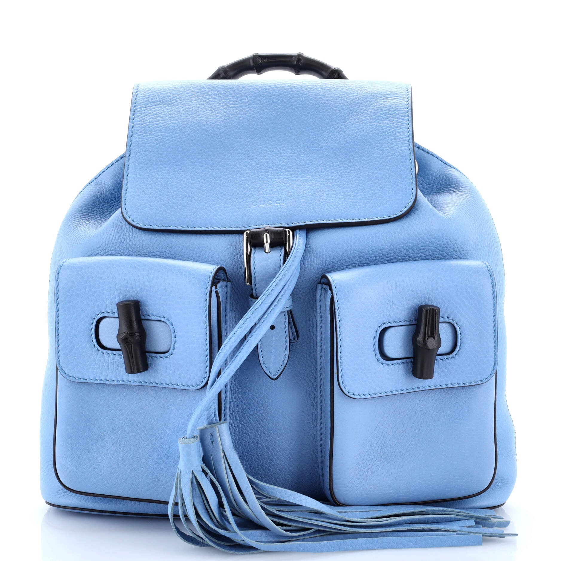 Bamboo Tassel Backpack Leather Medium