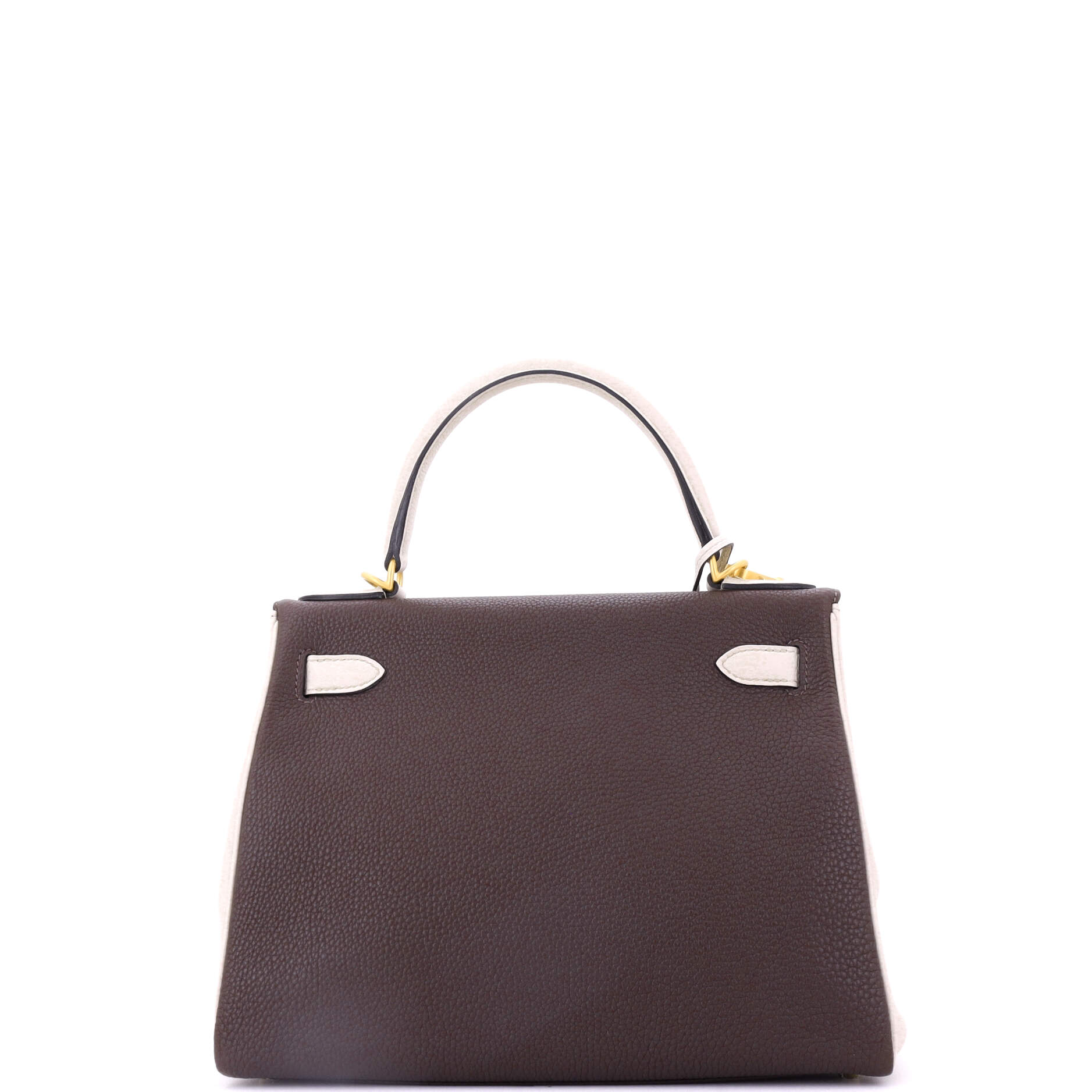 Kelly Handbag Bicolor Togo with Brushed Gold Hardware 28