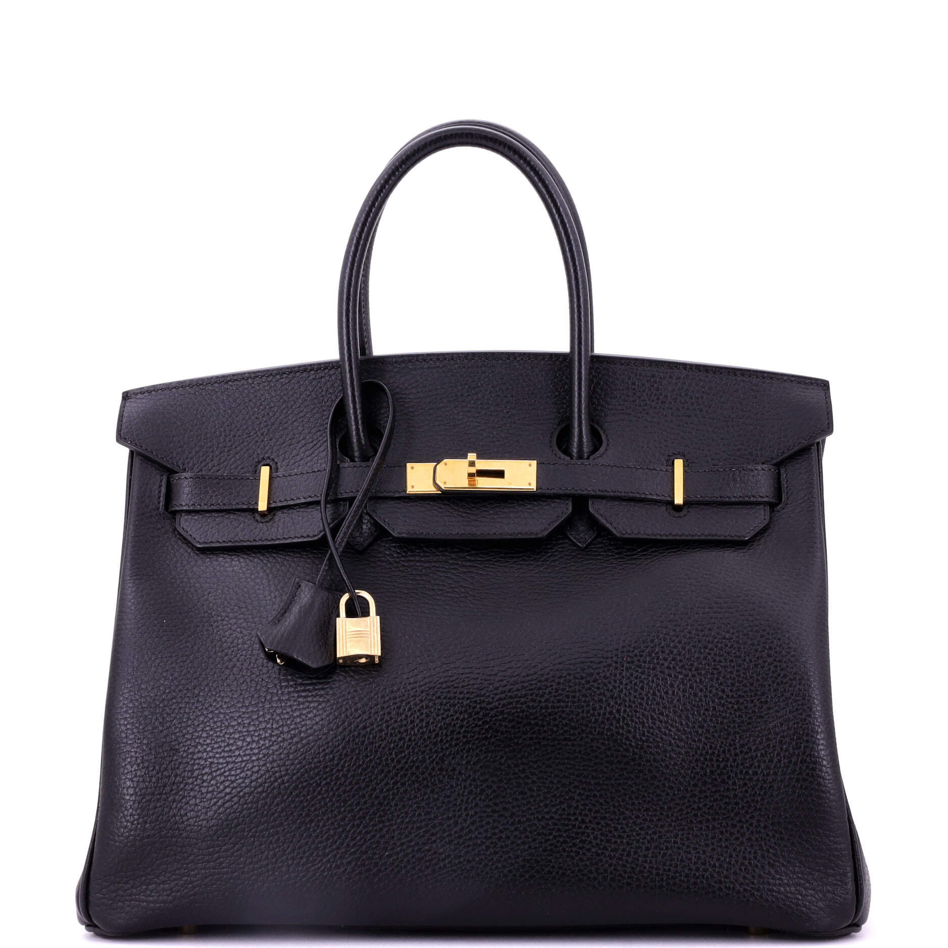 Birkin Handbag Noir Ardennes with Gold Hardware 35