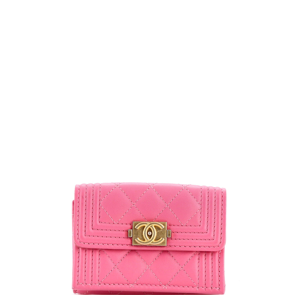 Boy Trifold Flap Wallet Quilted Lambskin Small
