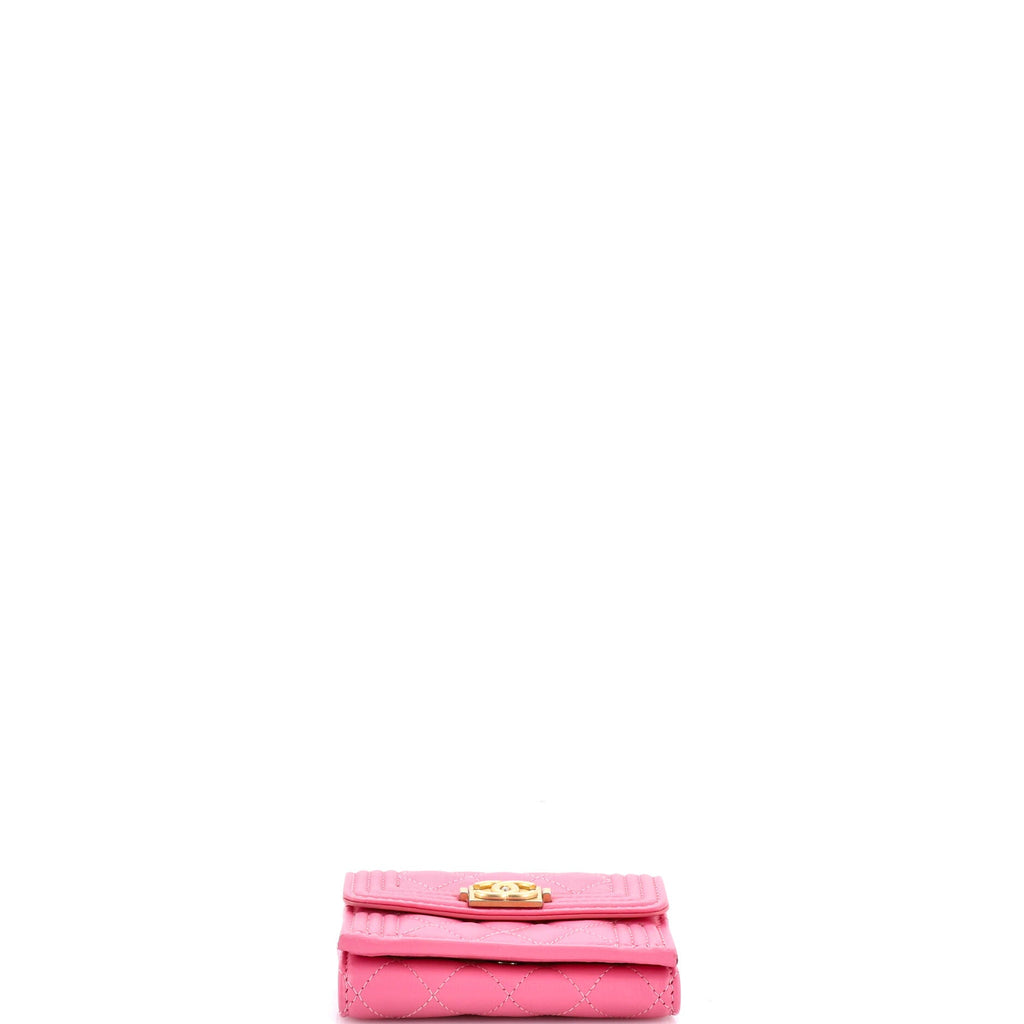 Boy Trifold Flap Wallet Quilted Lambskin Small