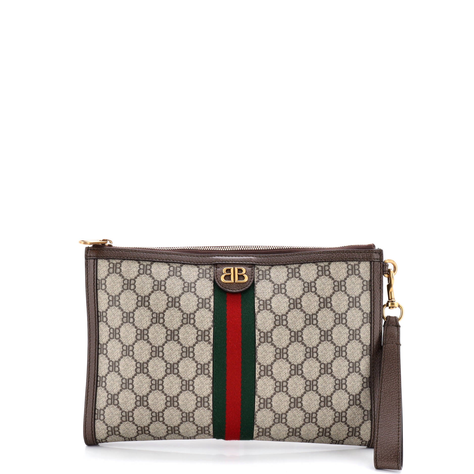x Gucci The Hacker Project Web Wristlet Clutch BB Coated Canvas
