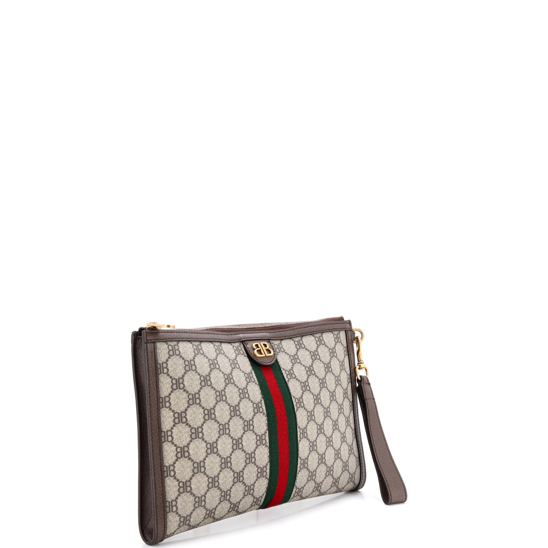 x Gucci The Hacker Project Web Wristlet Clutch BB Coated Canvas