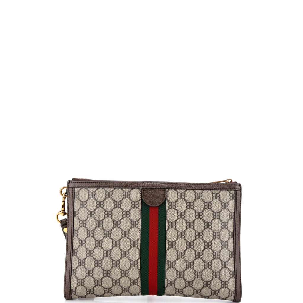 x Gucci The Hacker Project Web Wristlet Clutch BB Coated Canvas