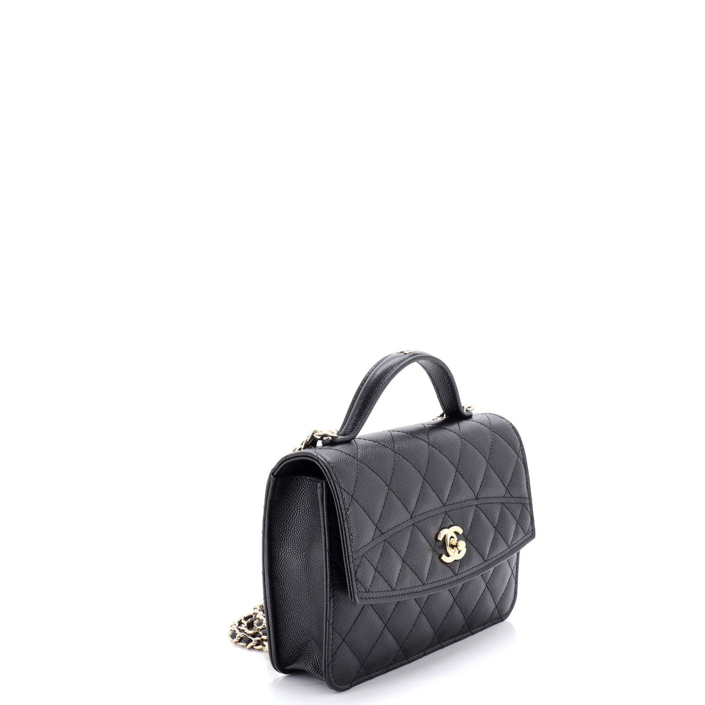 CC Top Handle Backpack Quilted Caviar Mini
