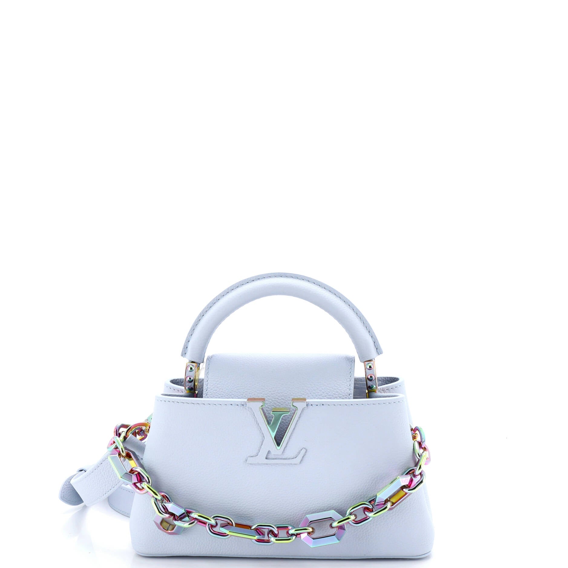 Capucines East West Bag Leather with Iridescent Hardware Mini