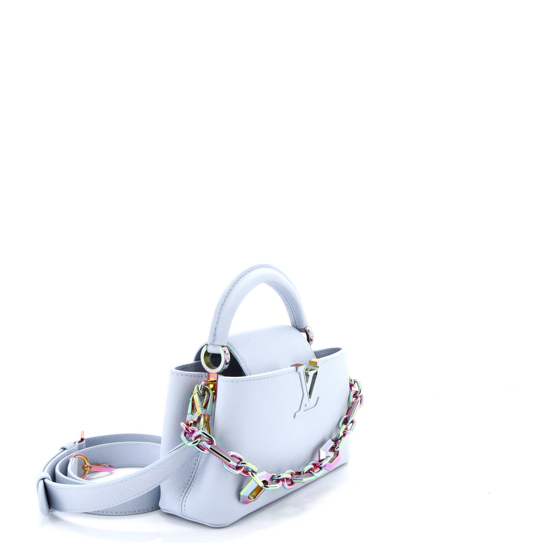 Capucines East West Bag Leather with Iridescent Hardware Mini