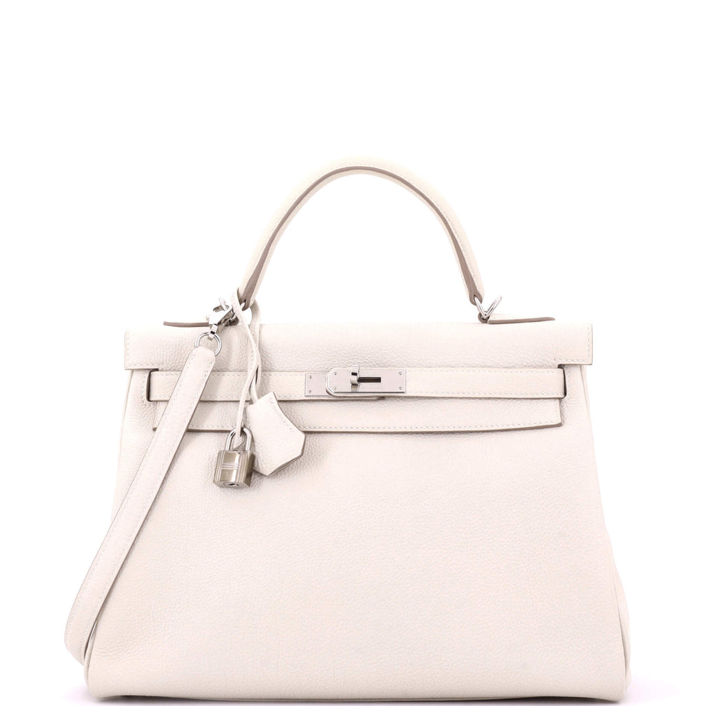 Kelly Handbag Light Togo with Palladium Hardware 32