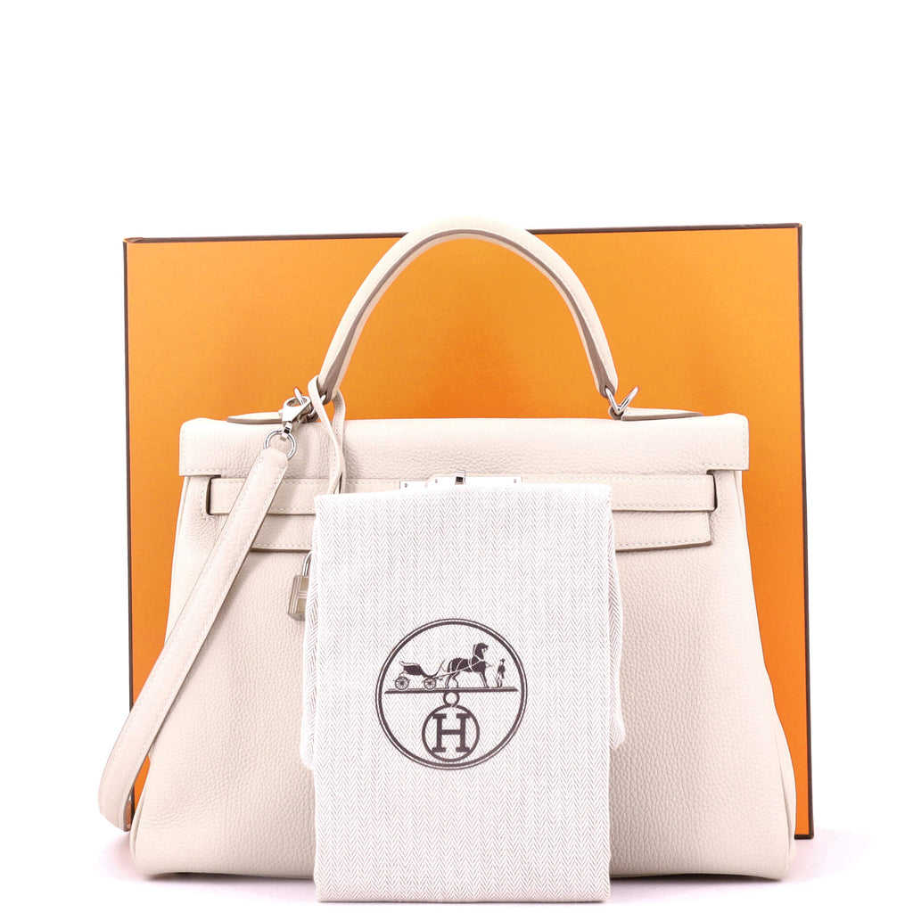 Kelly Handbag Light Togo with Palladium Hardware 32