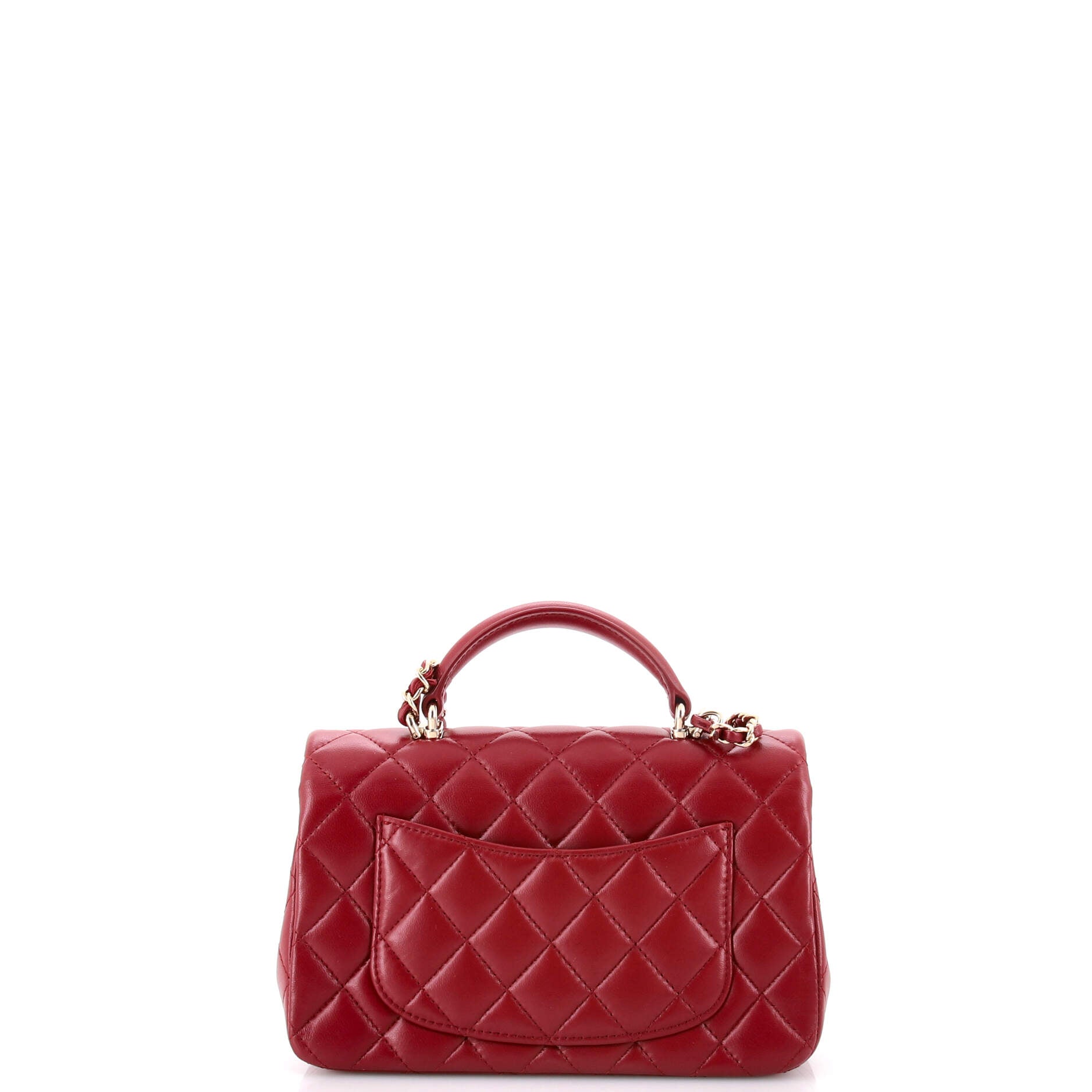Classic Single Flap Top Handle Bag Quilted Lambskin Mini