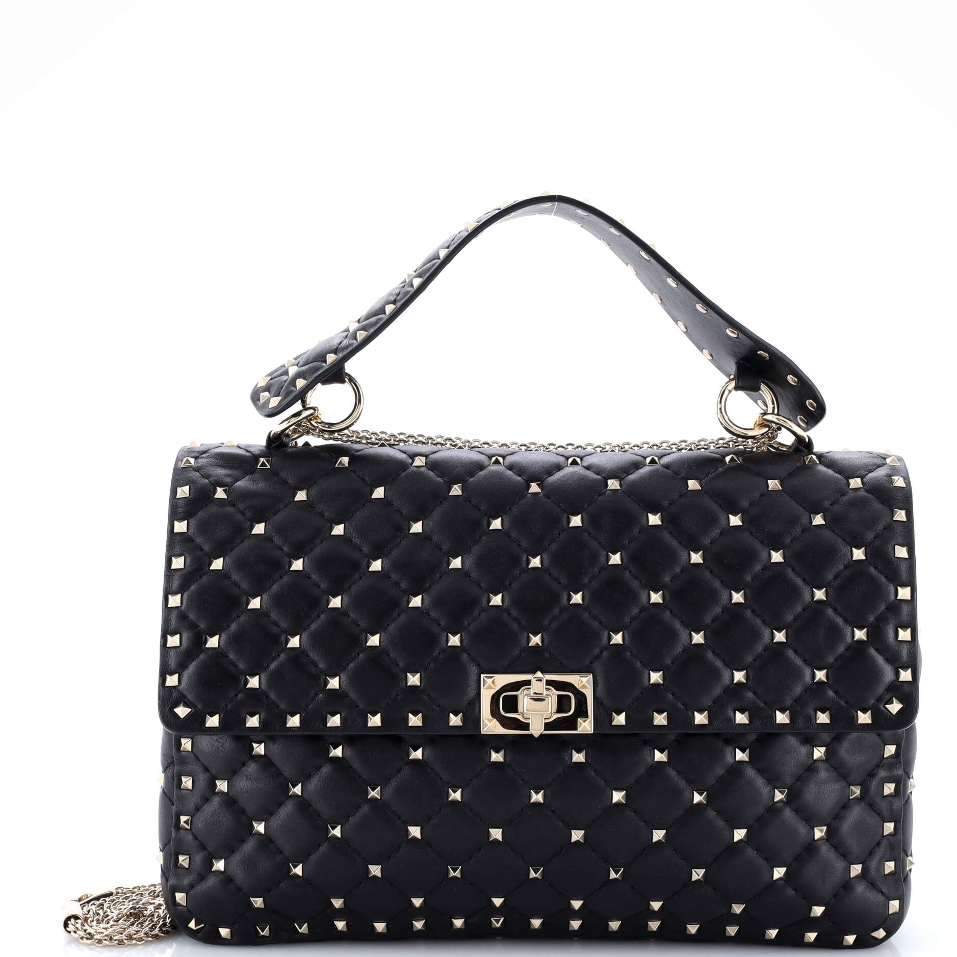 Rockstud Spike Flap Bag Quilted Leather Large