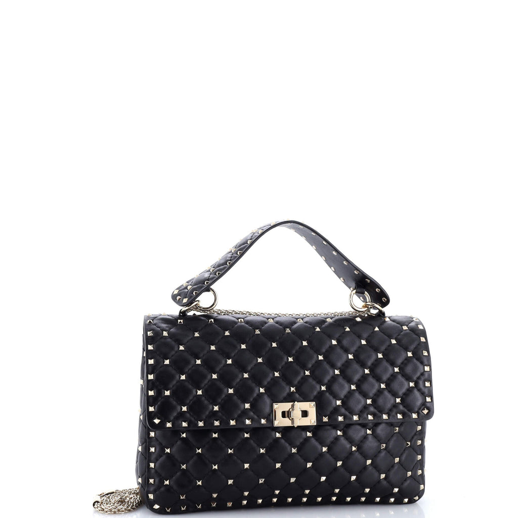 Rockstud Spike Flap Bag Quilted Leather Large