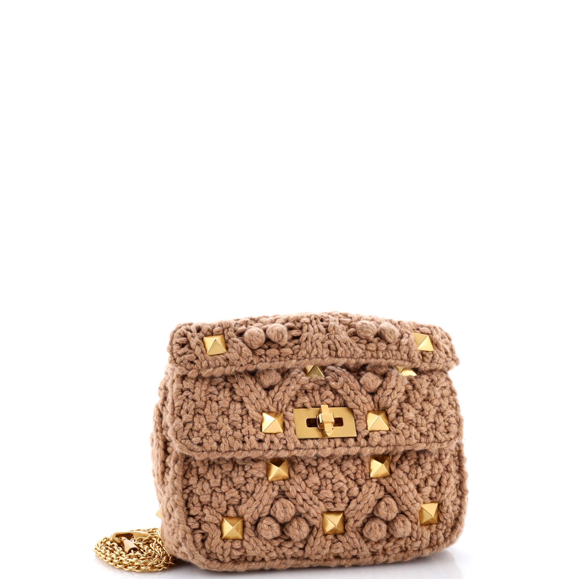 Roman Stud Flap Bag Quilted Knit Medium