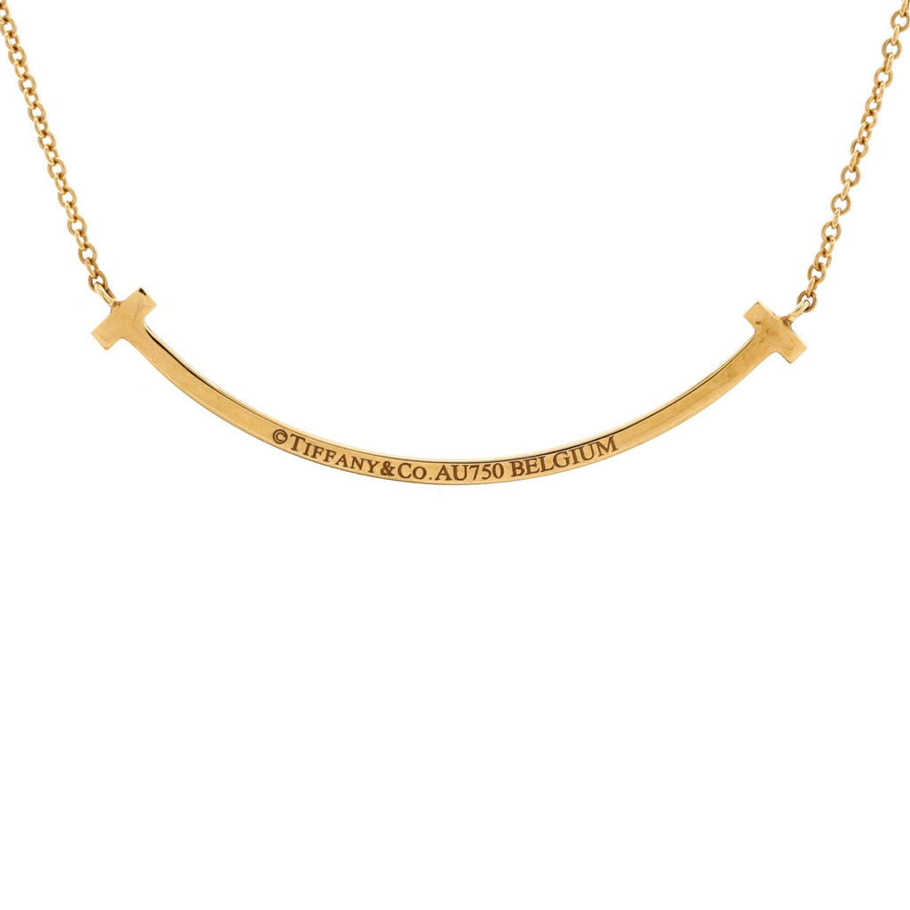 T Smile Pendant Necklace 18K Yellow Gold and Diamonds Small