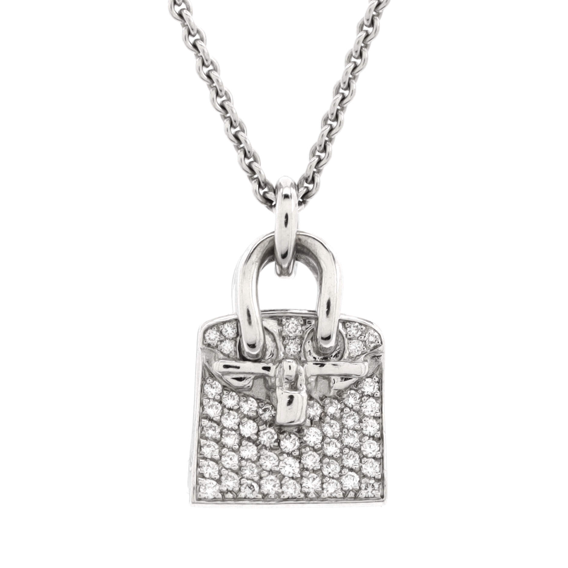 Birkin Amulette Pendant Necklace 18K White Gold and Diamonds