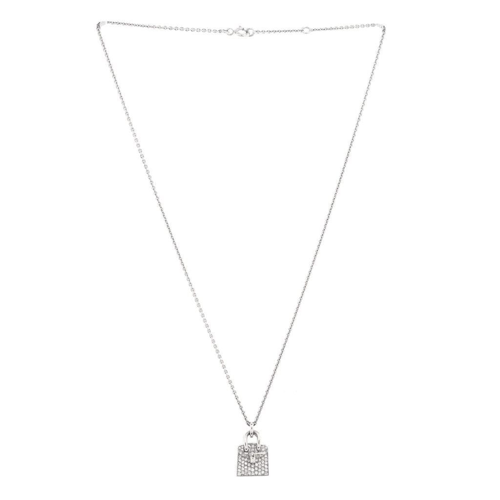 Birkin Amulette Pendant Necklace 18K White Gold and Diamonds