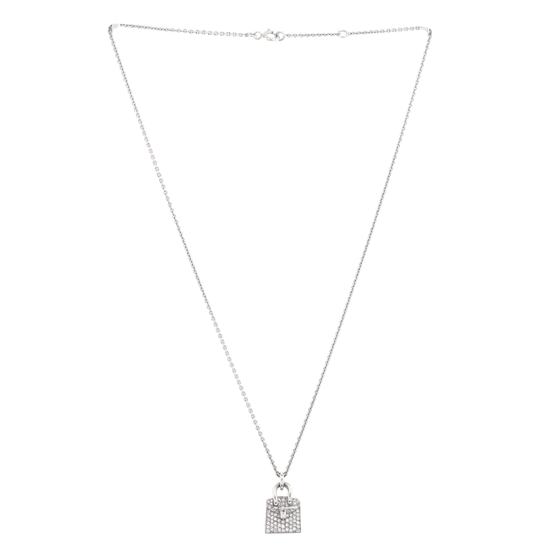 Birkin Amulette Pendant Necklace 18K White Gold and Diamonds
