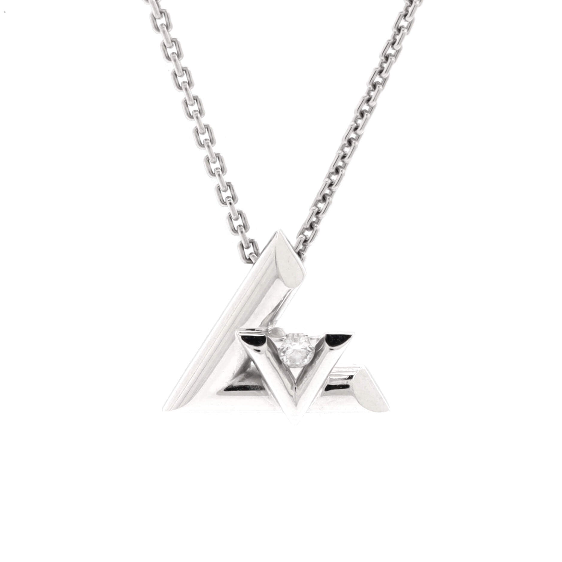 LV Volt One Pendant Necklace 18K White Gold with Diamond Small