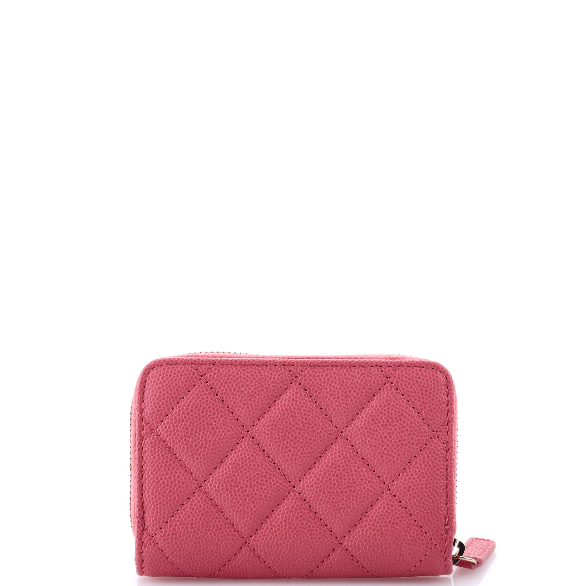 Textured CC Zip Coin Purse Quilted Caviar Small