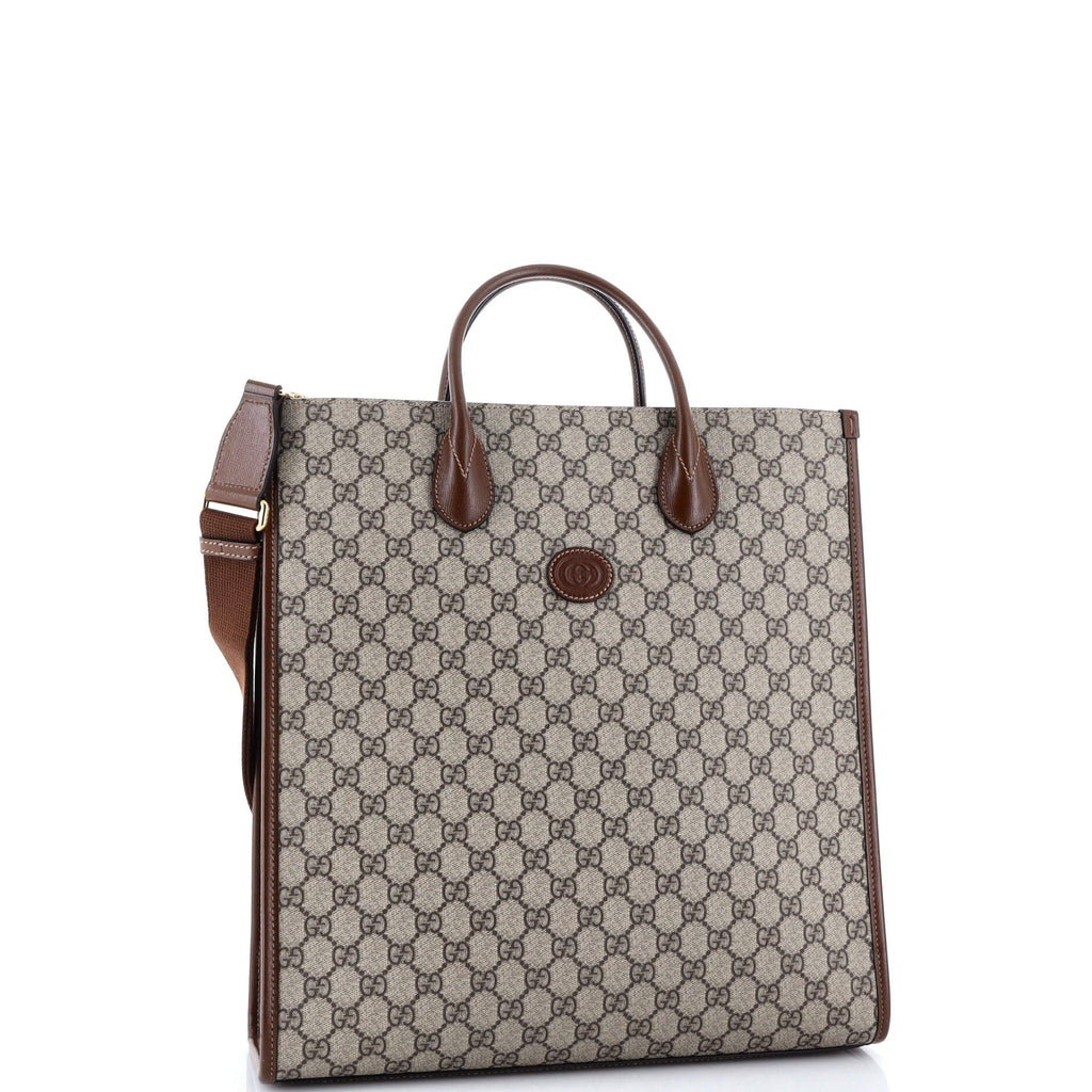 Vertical Structured Top Handle Open Tote GG Coated Canvas Medium