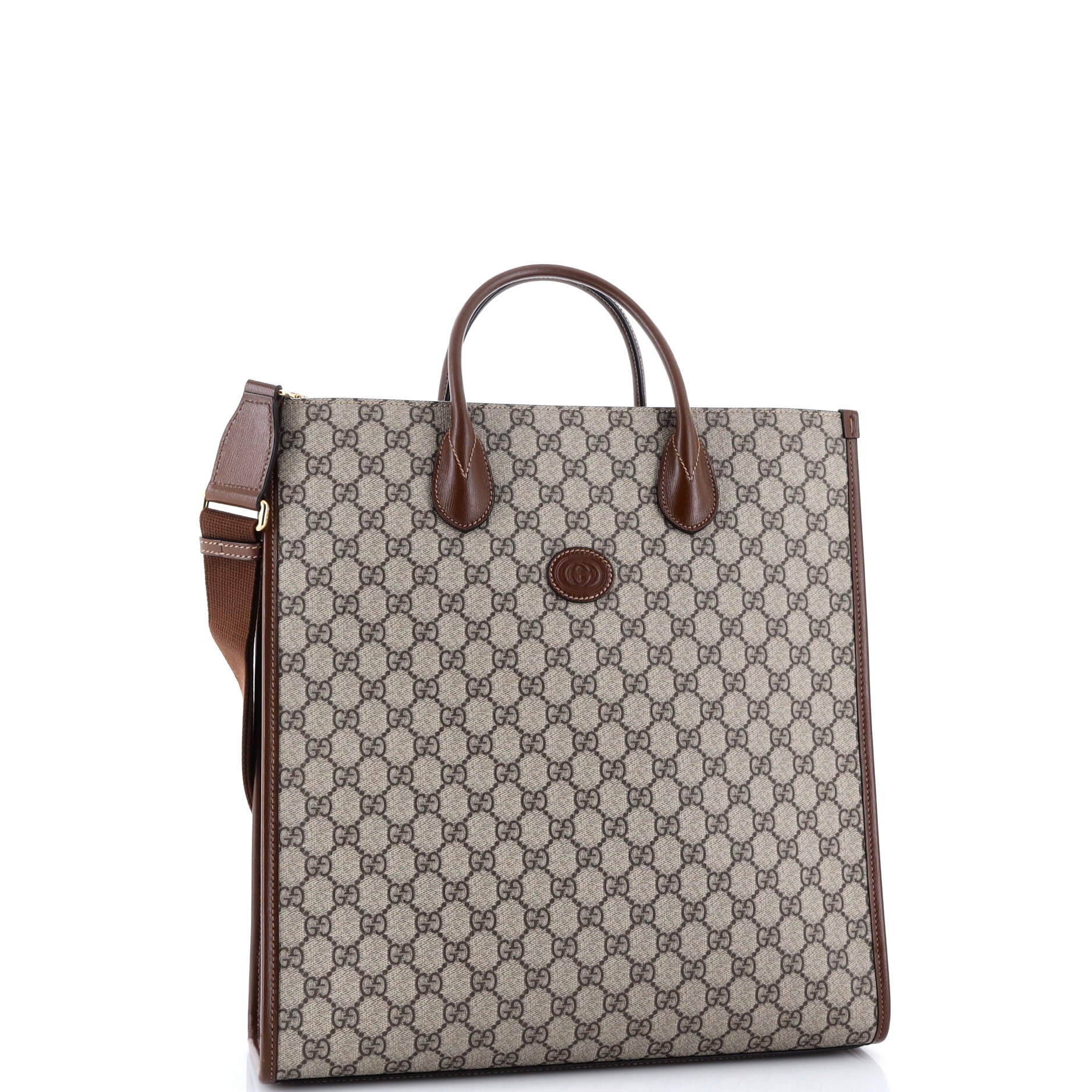 Vertical Structured Top Handle Open Tote GG Coated Canvas Medium