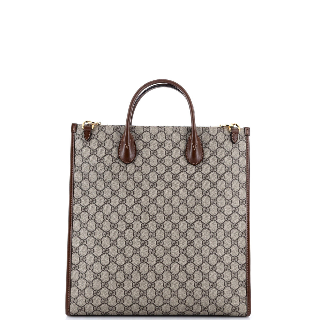 Vertical Structured Top Handle Open Tote GG Coated Canvas Medium