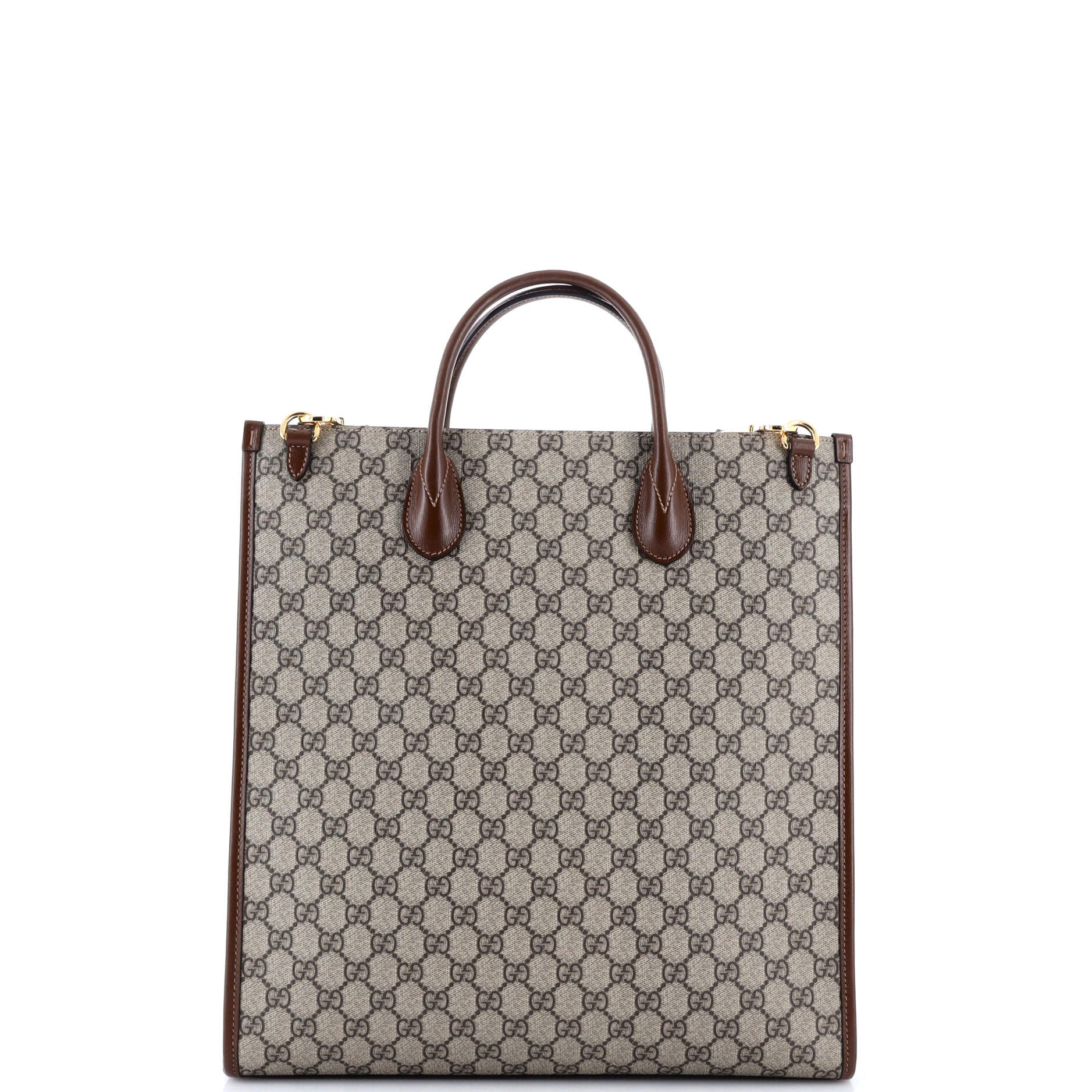 Vertical Structured Top Handle Open Tote GG Coated Canvas Medium